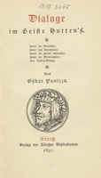Dialoge im Geiste Hutten's. Titelblatt. 1897